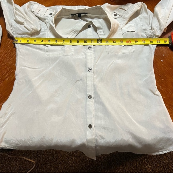 Sanctuary Cream Silk Blend Sheer Button Down Western Shirt Size Large Neutral - Picture 7 of 8